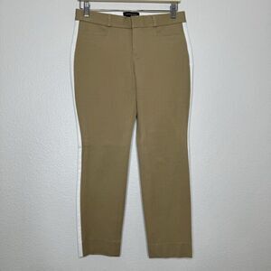 Banana Republic Sloan Pants Sz 2 Petite Tan White Trim Stretch Office Career NEW